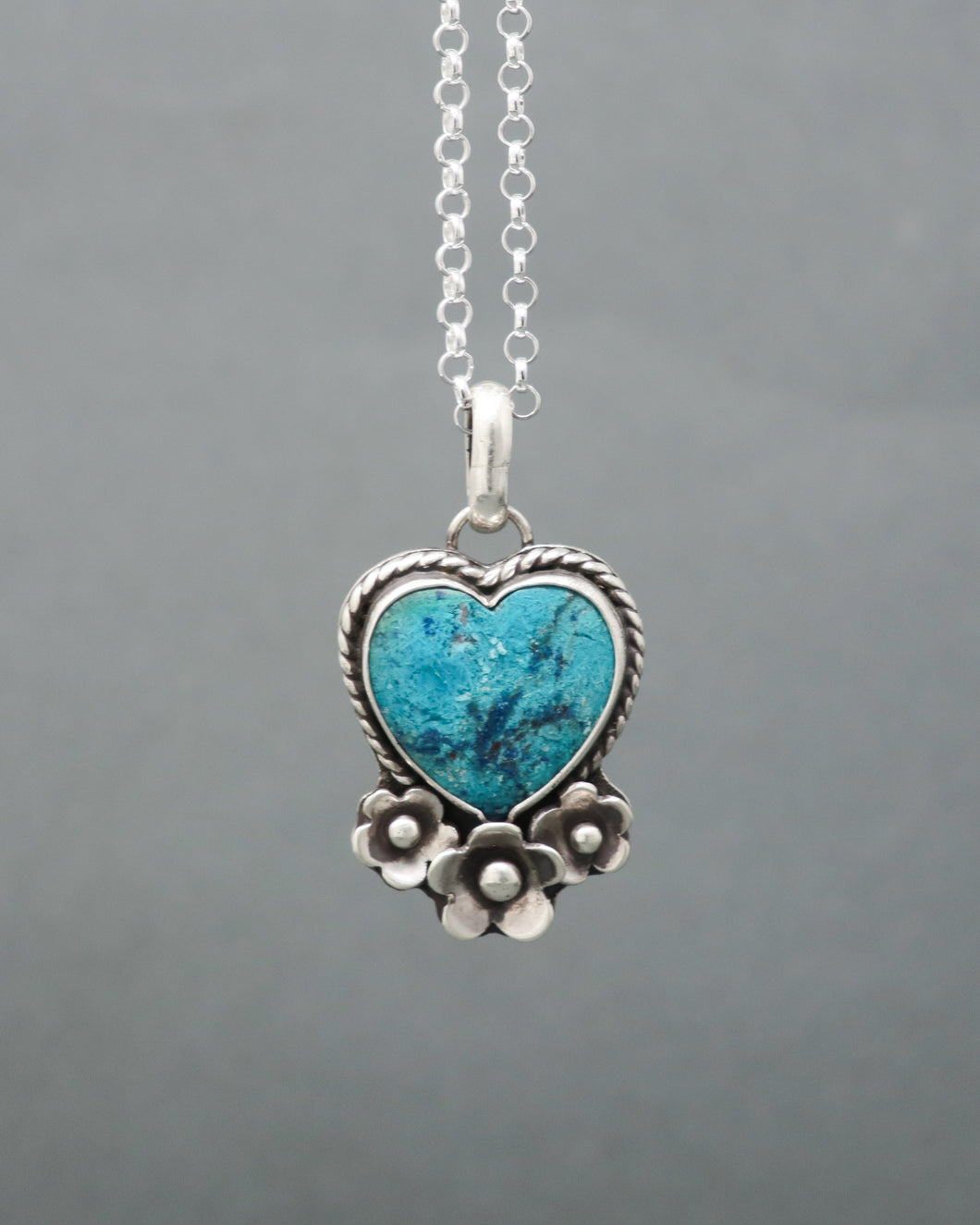 Shattuckite Heart Necklace