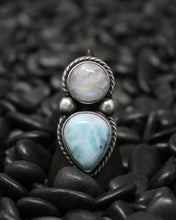 Load image into Gallery viewer, Larimar &amp; Moonstone Ring size 7