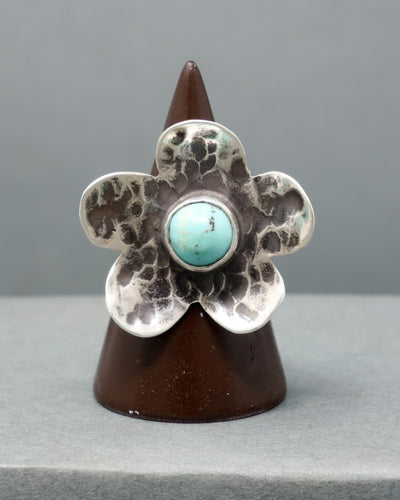 Turquoise Flower Ring size 8
