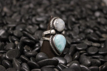 Load image into Gallery viewer, Larimar &amp; Moonstone Ring size 7