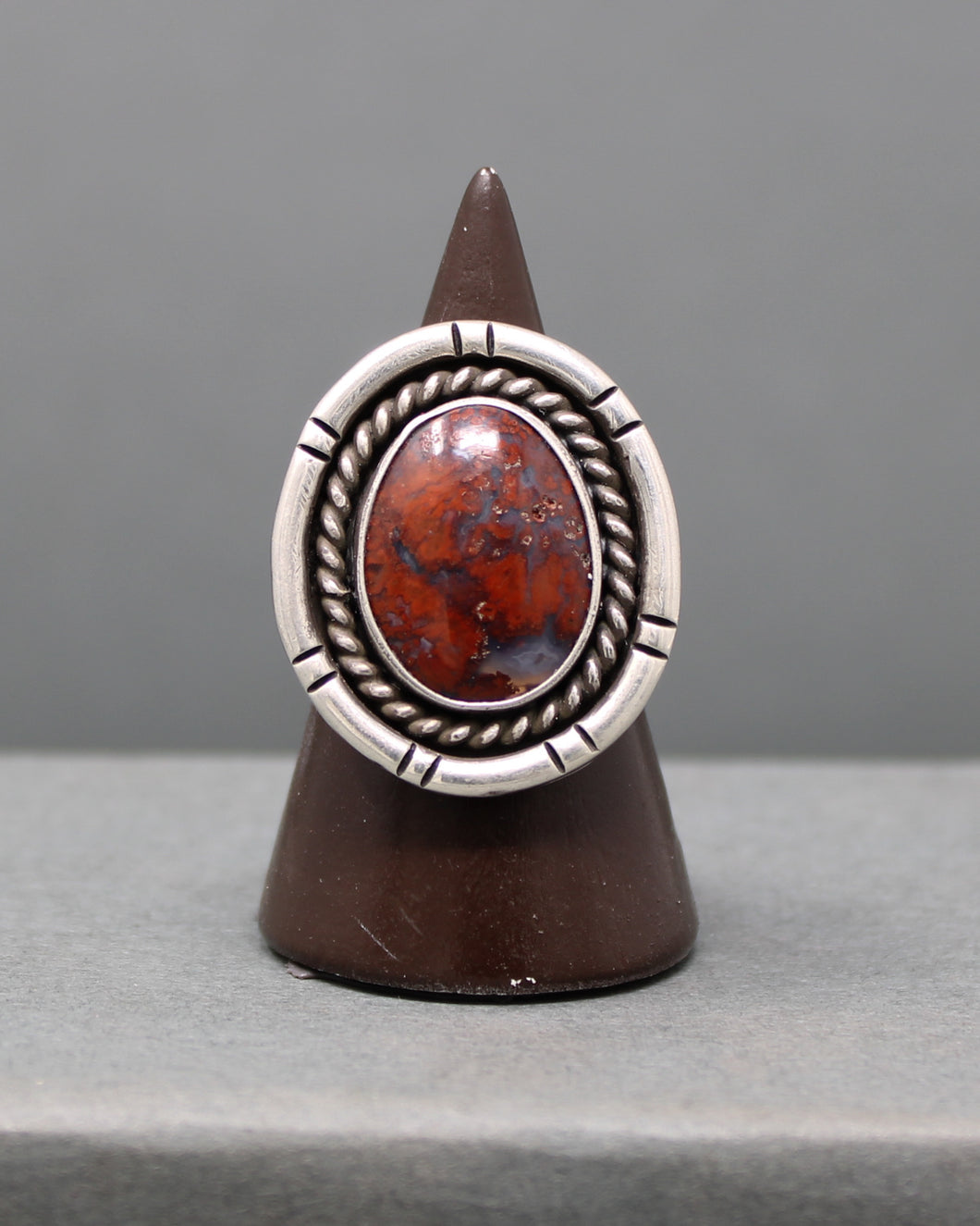 Red Moss Agate Ring size 9.5