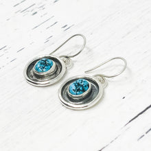 Load image into Gallery viewer, Circular Framed Turquoise Earrings