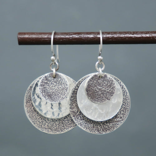 Triple Circle Textured Earrings