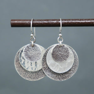 Triple Circle Textured Earrings