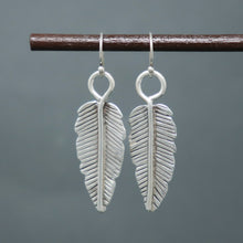 Load image into Gallery viewer, Silver Feather Earrings