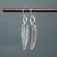 Load image into Gallery viewer, Silver Feather Earrings