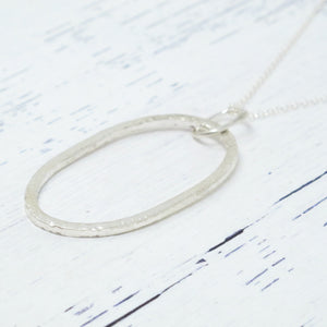 Hammered Oval Pendant Necklace