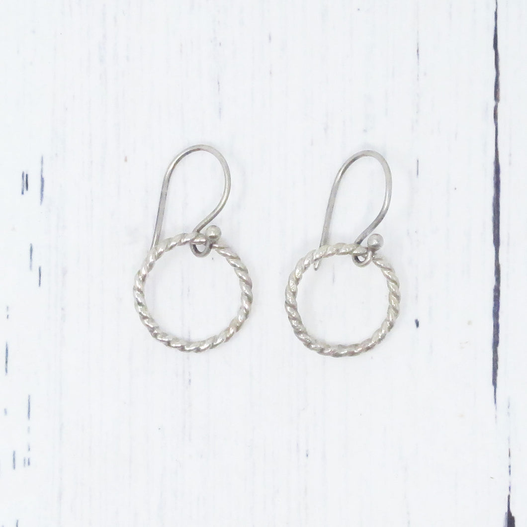 Small Twisted Wire Circle Earrings