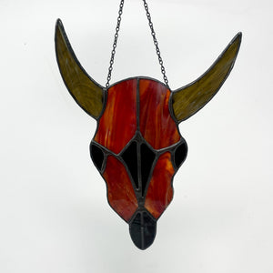 Red and Black Cow Skull